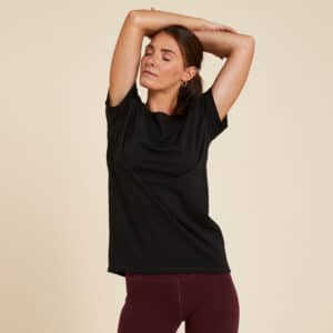 T-Shirt sanftes Yoga Ecodesign Damen schwarz