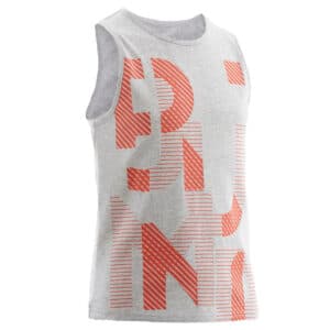 Tank-Top 100 Gym Kinder grau mit Print