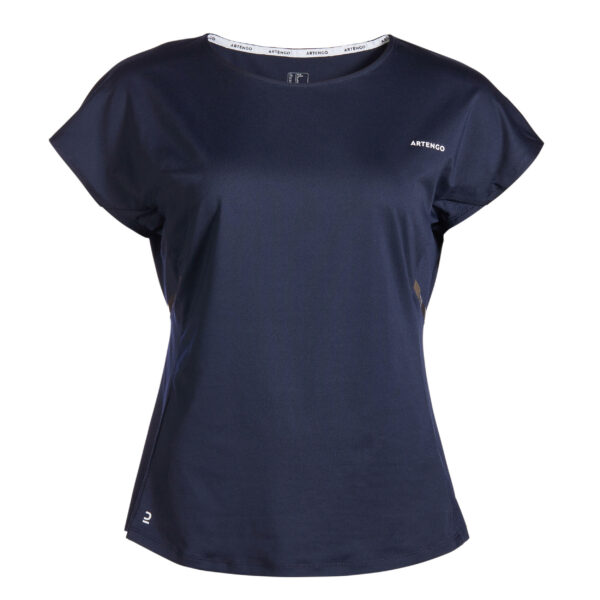 Tennis T-Shirt Damen Dry 500 blau/schwarz