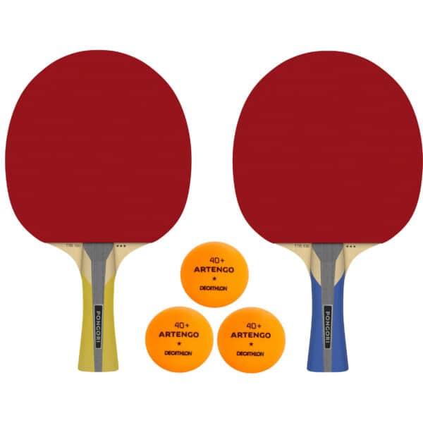 Tischtennis-Set 2 Schläger TTR 100 3* Allround und 3 Bälle orange TTB 100* 40+