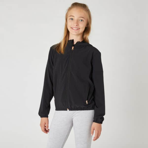 Trainingsjacke atmungsaktiv Kinder schwarz