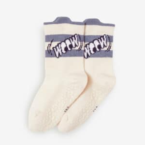 Turnsocken halbhoch rutschfest 600 Kinder beige mit Mustern