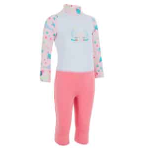 UV-Schwimmanzug Babys/Kleinkinder UV-Schutz 50+ rosa/weiß/ bedruckt