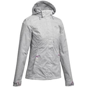 Wanderjacke Bergwandern MH100 Wasserdicht Damen grau meliert