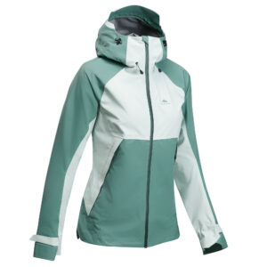 Wanderjacke Bergwandern MH500 Wasserdicht Damen grau/blau