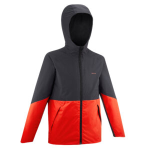 Wanderjacke MH500 wasserdicht Kinder Gr. 122–170 grau/rot