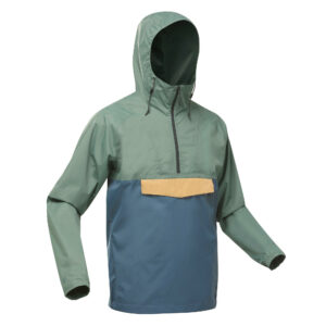 Wanderjacke Naturwandern NH150 wasserdicht Herren grün/grau