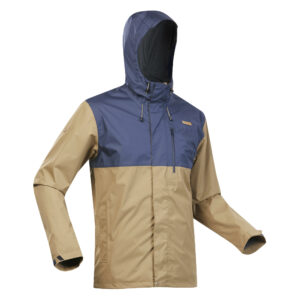 Wanderjacke Naturwandern NH500 wasserdicht Herren beige/blau