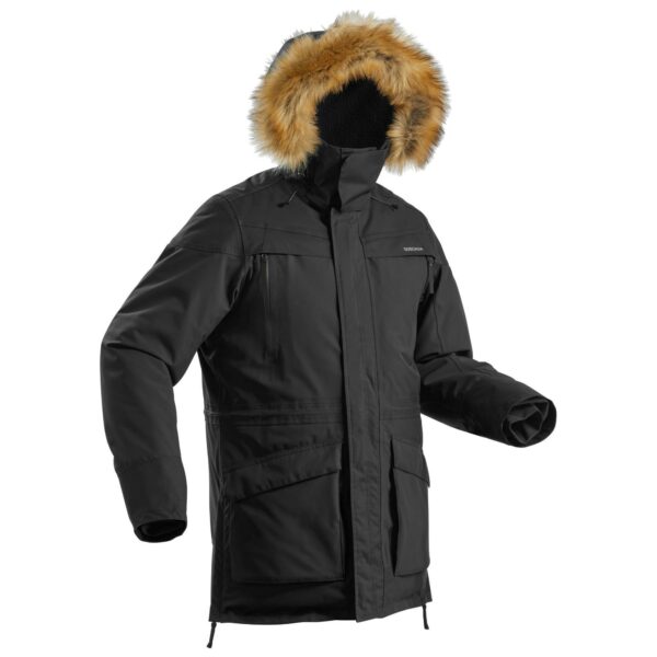 Wanderjacke Parka Winterwandern SH500 U-Warm wasserdicht -20°C Herren schwarz