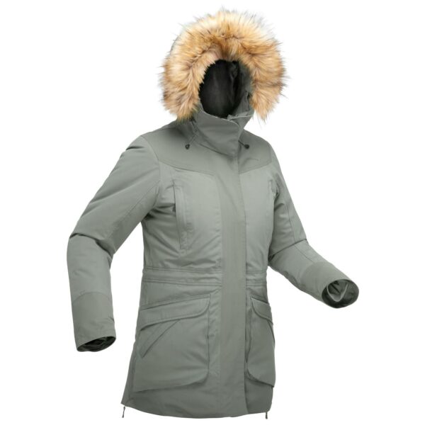 Wanderjacke Parka Winterwandern SH500 U-Warm wasserdicht Damen khaki