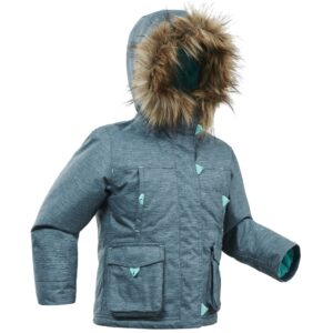 Wanderjacke Winterwandern SH500 Ultra-Warm Wasserdicht Kinder Gr.92–116 grau