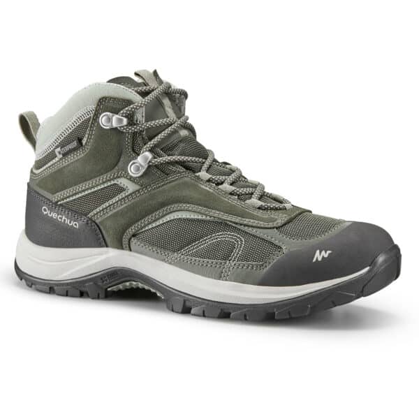 Wanderschuhe Bergwandern MH100 halbhoch wasserdicht Damen khaki