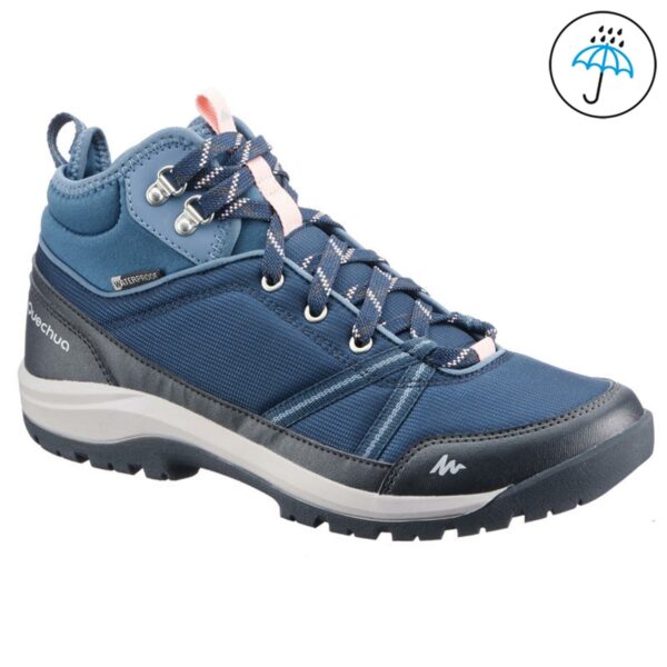 Wanderschuhe Naturwandern NH150 halbhoch wasserdicht Damen blau