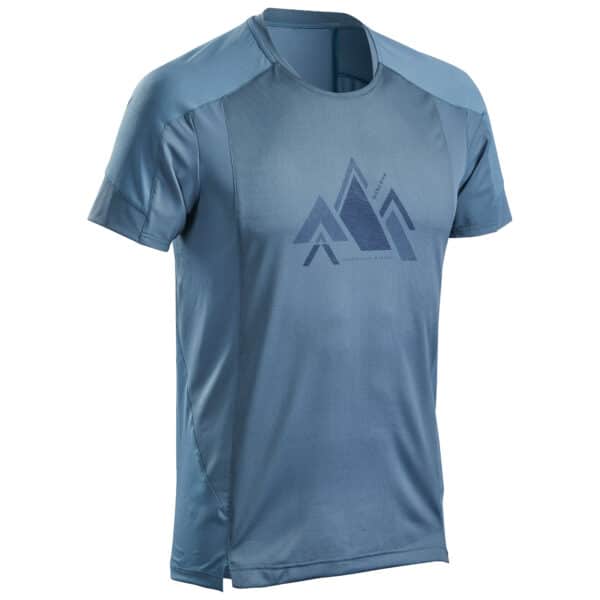 Wandershirt kurzarm Bergwandern MH500 Synthetik Herren graublau