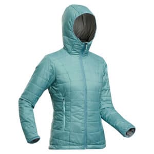 Wattierte Jacke Bergtrekking MT100 Kapuze Komfort bis -5 °C Damen türkis