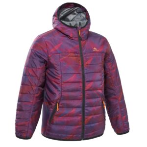 Wattierte Jacke Winterwandern MH500 Kinder Gr. 122–170 violett bedruckt