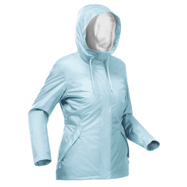 Winterjacke Winterwandern SH100 X-Warm -10 °C wasserdicht Damen hellblau