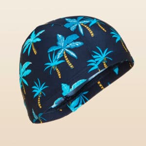 Badekappe Stoff Palm Größe S marineblau