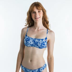 Bikini-Oberteil Damen Bustier herausnehmbare Formschalen Roxy blau/weiß