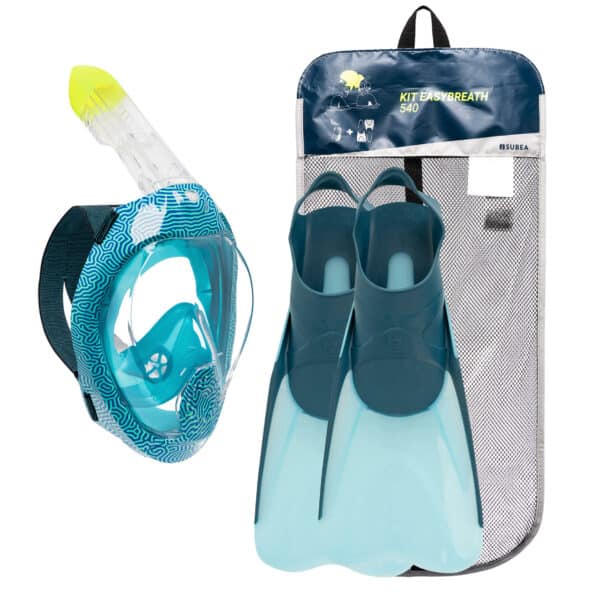 Schnorchel-Set Maske Easybreath 540FT und Flossen Damen/Herren