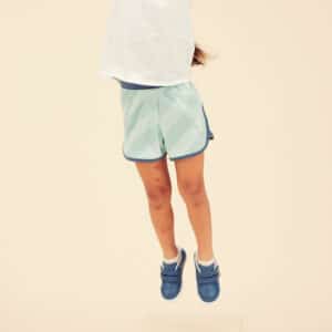 Shorts 500 anpassbar atmungsaktiv Kinder blau gestreift