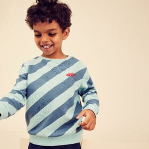 Sweatshirt Basic Kinder blau/türkis mit Streifen