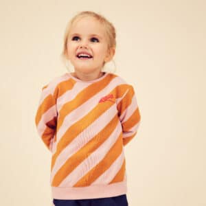 Sweatshirt Basic Kinder rosa/ocker mit Streifen