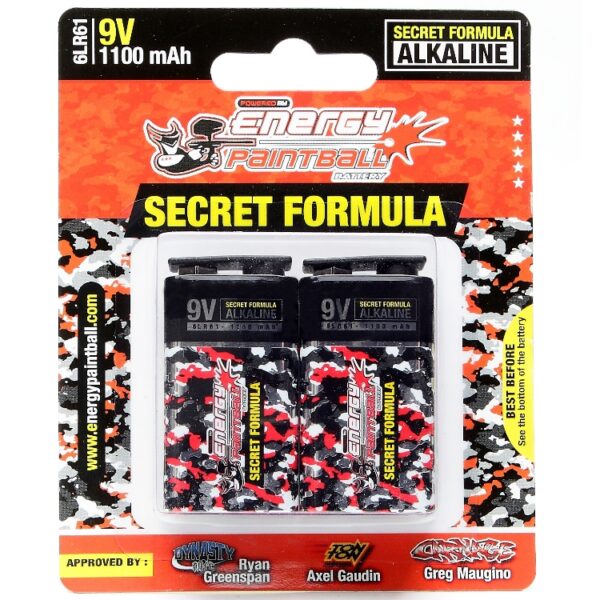 Energy Paintball 9V Block Batterien New Secret Formula (2er Pack)