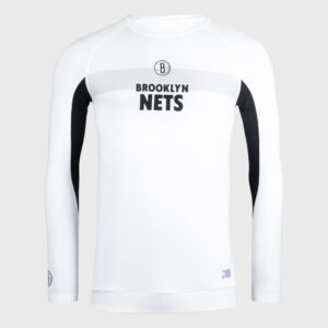 Funktionsshirt langarm Basketball UT500LS Slim-Form NBA Nets Herren weiss