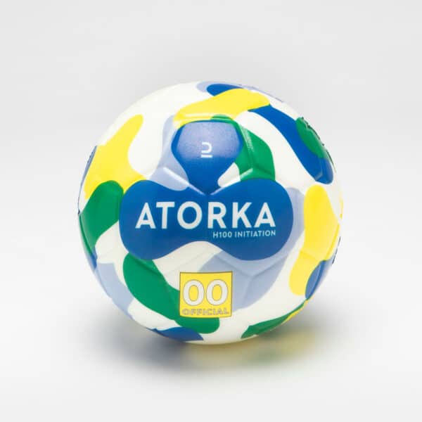 Handball H100 Größe 00 Kinder blau/gelb/grün