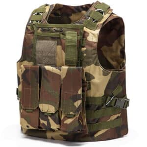 DELTA SIX Tactical Molle Weste mit Taschen (Woodland Camo)