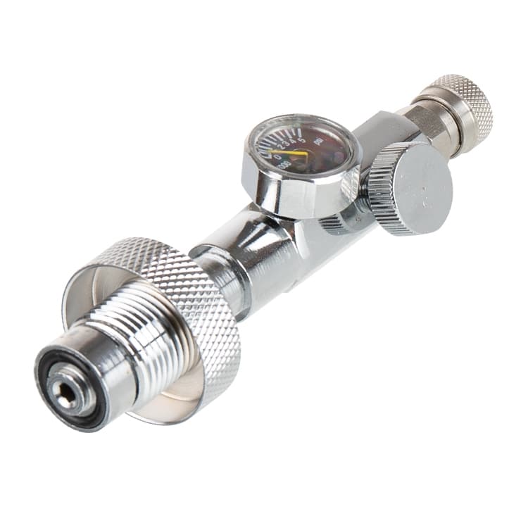 Paintball HP Füllstation (200 + 300 Bar) mit On/Off Ventil & Entlüftung (silber)