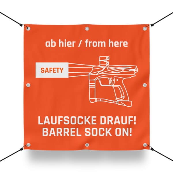 LAUFSOCKE DRAUF! Schild für Paintball Spielfeld / Airsoft Spielfeld (60x60cm)