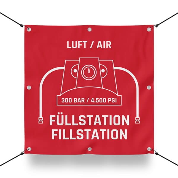 300 BAR FÜLLSTATIION Schild für Paintball Spielfeld / Airsoft Spielfeld (60x60cm)