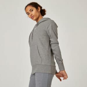 Sweatshirt Kapuze Fitness Essentials grau