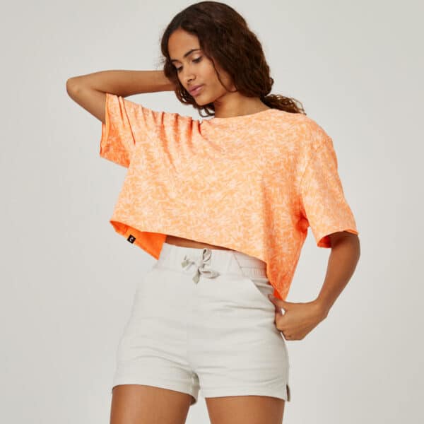 T-Shirt Crop Top orange bedruckt