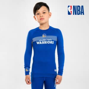 Funktionsshirt langarm Basketball UT500LS NBA Warriors Kinder blau