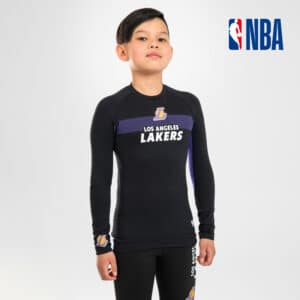 Funktionsshirt langarm Basketball UT500LS Slim NBA Lakers Kinder schwarz