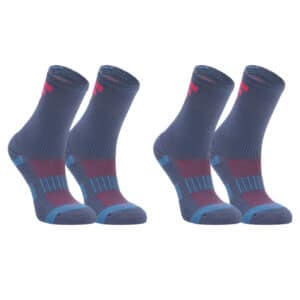 Laufsocken AT 500 Comfort High 2er-Pack Kinder jeansblau und rosa