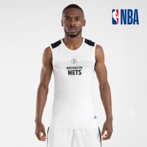 Funktionsshirt ärmellos Basketball UT500 Slim NBA Nets Herren weiss