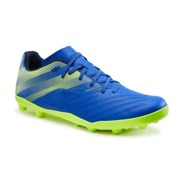 Fussballschuhe Agility 140 FG Schnürsenkel Kinder blau/gelb