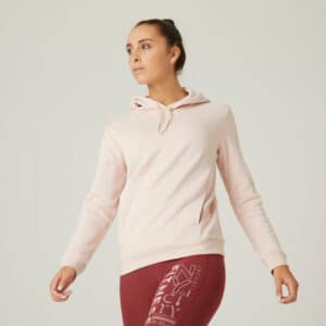 Kapuzenpullover 520 lang Rundhalsausschnitt Damen gerader Schnitt quarzrosa