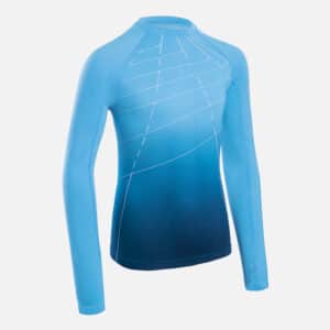 Laufshirt langarm Kiprun atmungsaktiv Kinder Farbverlauf blau