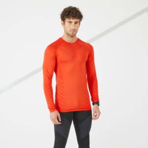 Laufshirt langarm Winter Kiprun Skincare Herren rot limitierte Auflage