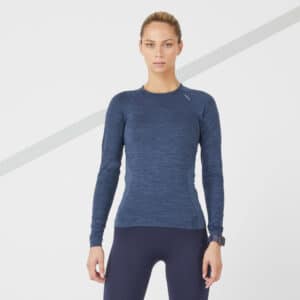 Laufshirt langarm atmungsaktiv Kiprun Skincare Light Damen blau