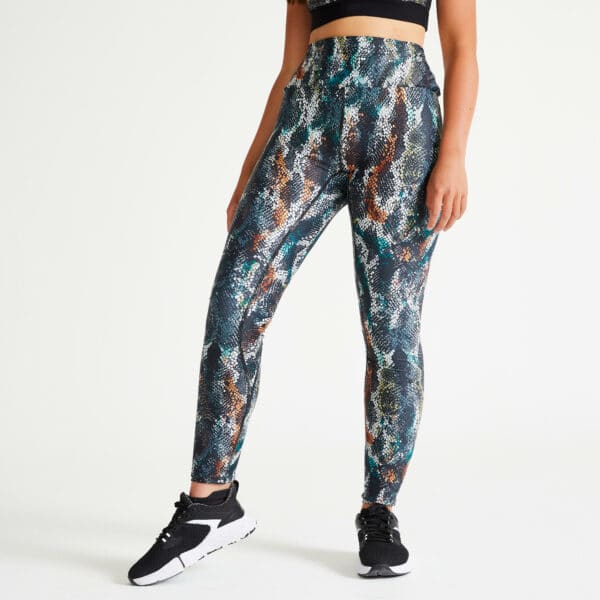 Leggings Fitness Dance Damen schimmernd mit Grafikprint