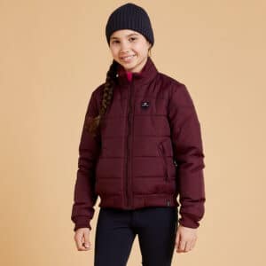 Reitblouson 500 warm Kinder violett/rosa Reissverschluss