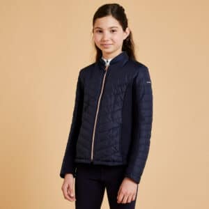 Reitjacke Kinder goldener Reissverschluss dunkelblau