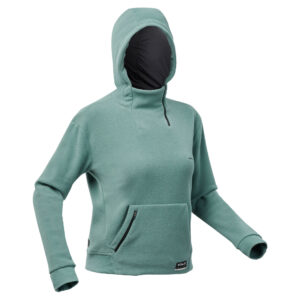 Fleecepullover Damen Wandern Hoodie - MH100 grün