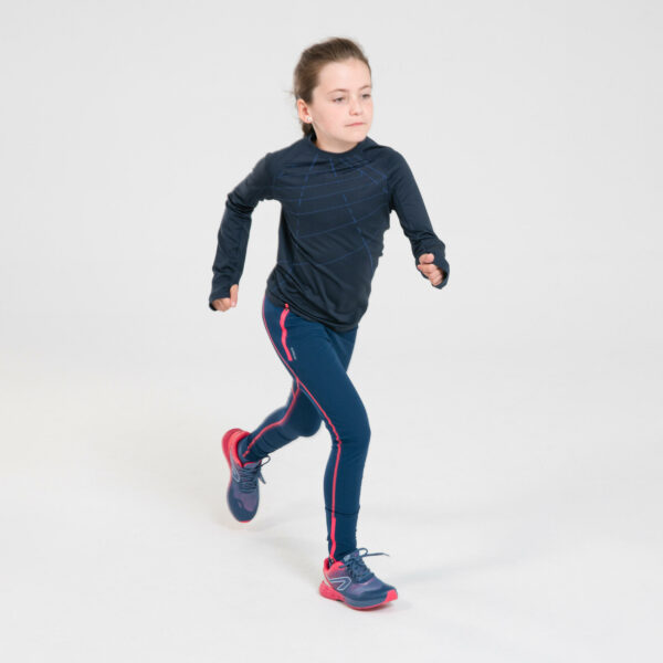 Laufhose lang Tights Leichtathletik atmungsaktiv Run Dry+ Kiprun Mädchen blau/rosa